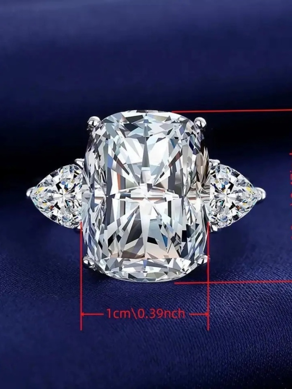 3Ct 11.7mm x 9.95mm Cushion Long Cut Swarovski Solitaire Ring